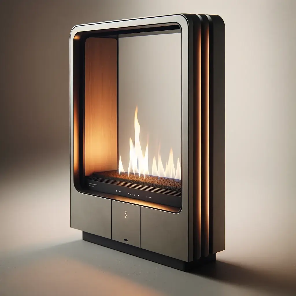 Semineu pe bioetanol suspendat, cu aspect futuristic, transformând orice cameră într-un spațiu sofisticat și primitor, perfect pentru adunările cu prietenii și familia.